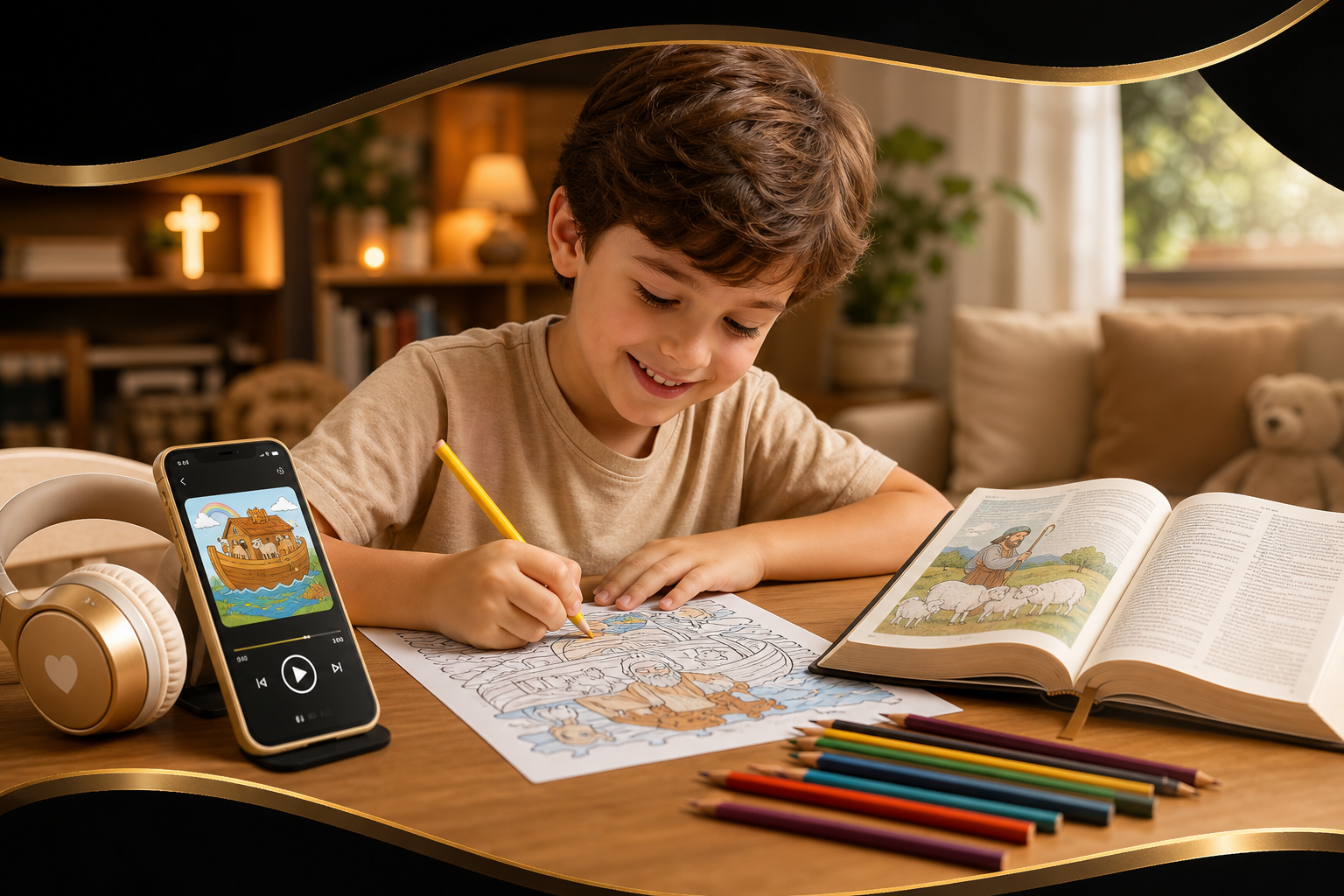 ilustração infantil da história A Arca de Noé